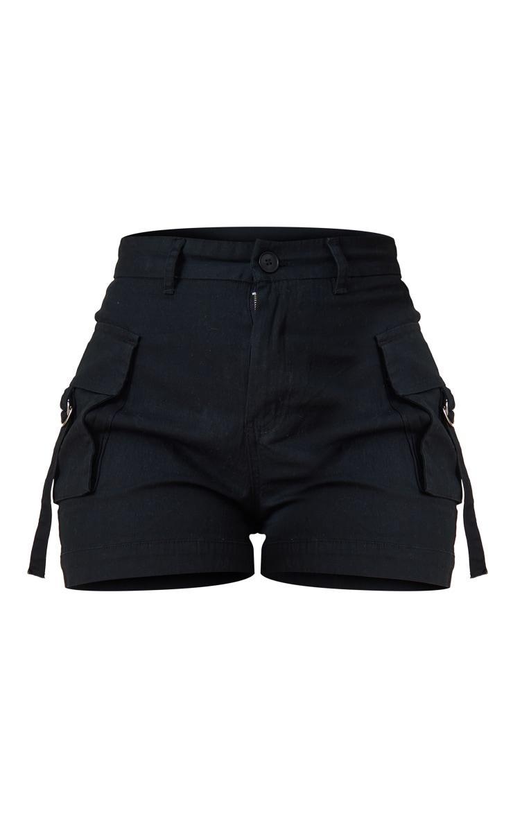 Black Woven Twill Pocket Detail Cargo Shorts Product Image