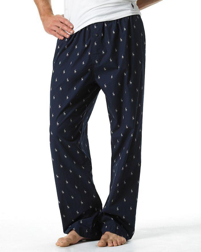 POLO RALPH LAUREN Allover Pony Print Pajama Pants In Navy Product Image