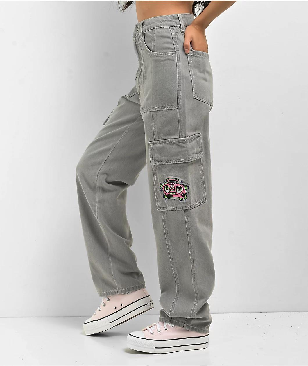 Empyre Tori Porkchop Pocket Grey Cargo Skate Jeans Product Image