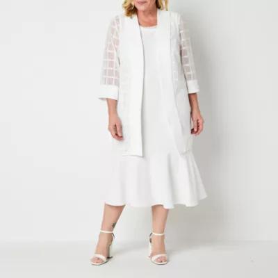 Maya Brooke Womens Windowpane Jacket Dress Plus Product Image