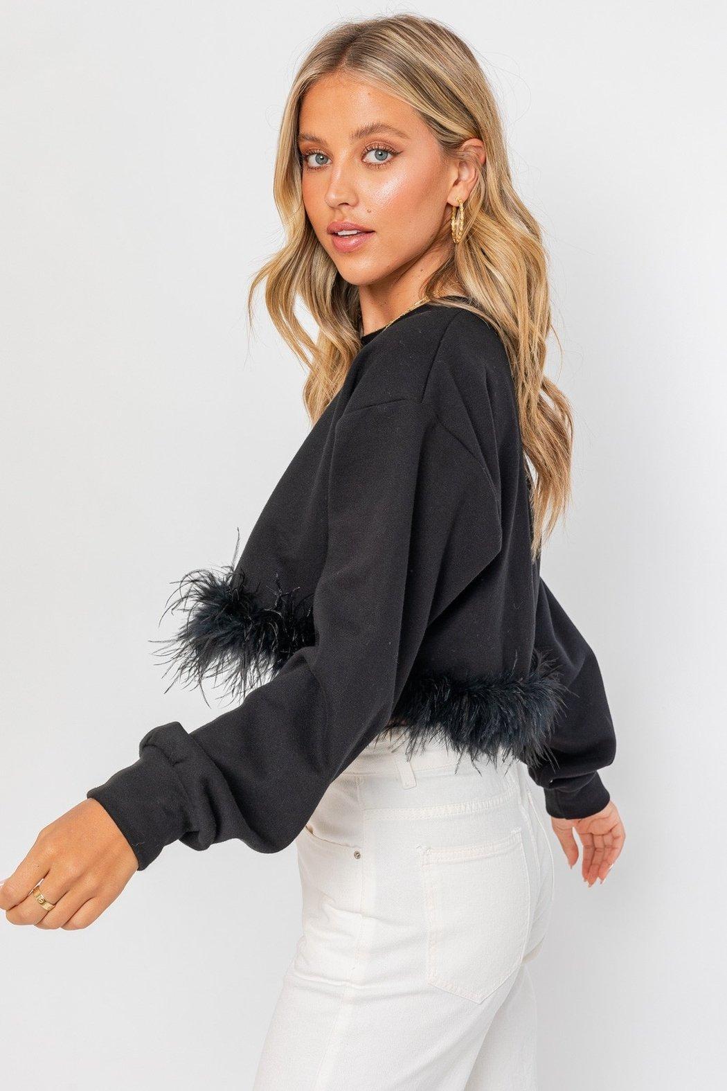 Feather Trim Sweatshirt Product Image