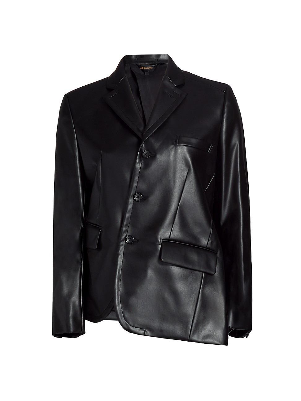 Womens Faux Leather Asymmetrical Jacket Product Image
