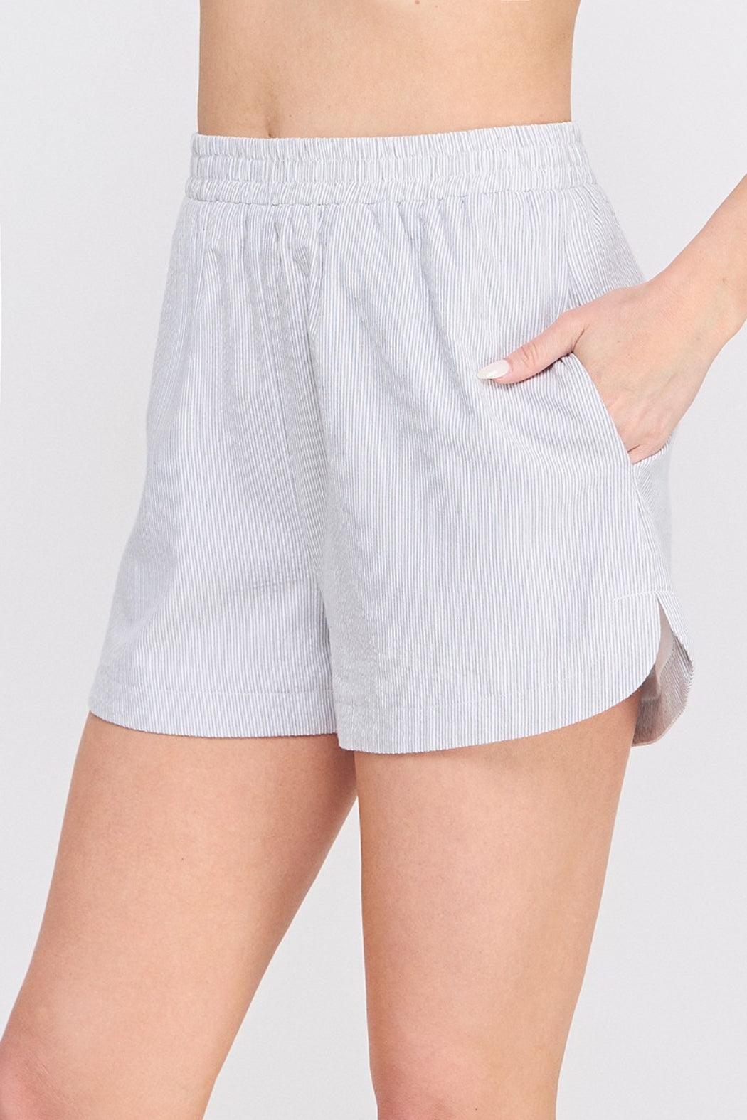 Pinstripe Elastic Waist Short Product Image