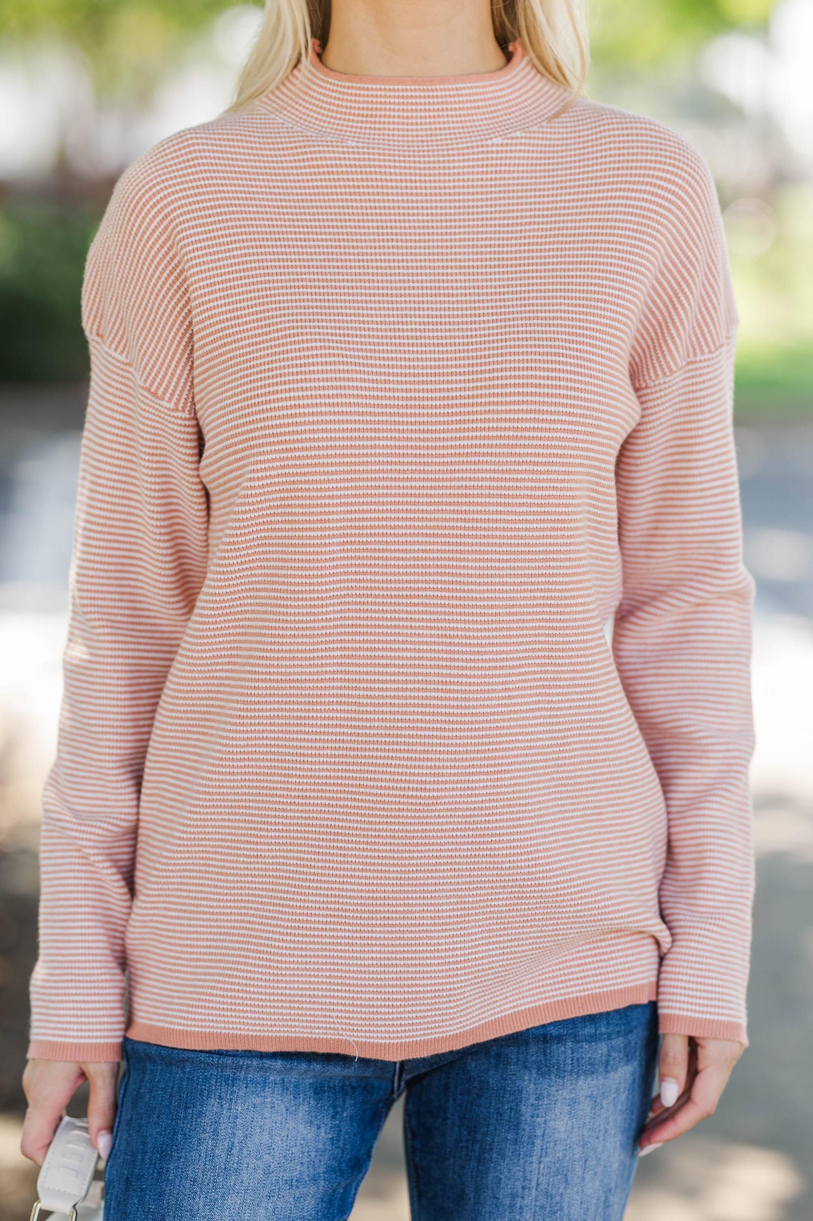 What A Treat Mauve Pink Striped Sweater Female Product Image
