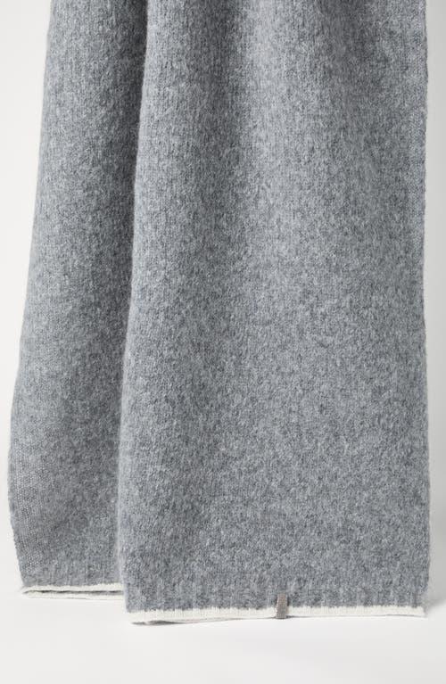 BRUNELLO CUCINELLI Wool And Mohair Scarf With Monili In Blue Product Image