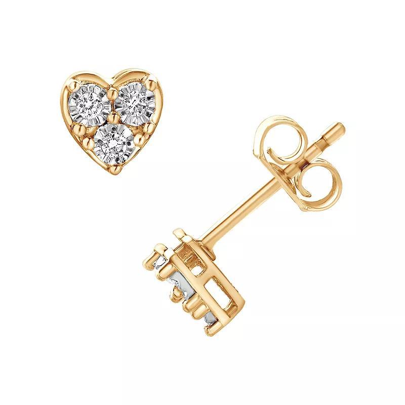 Diamond Brilliance 1/10 Carat T.W. Lab-Grown Diamond Heart Earrings, Womens, Gold Tone Product Image