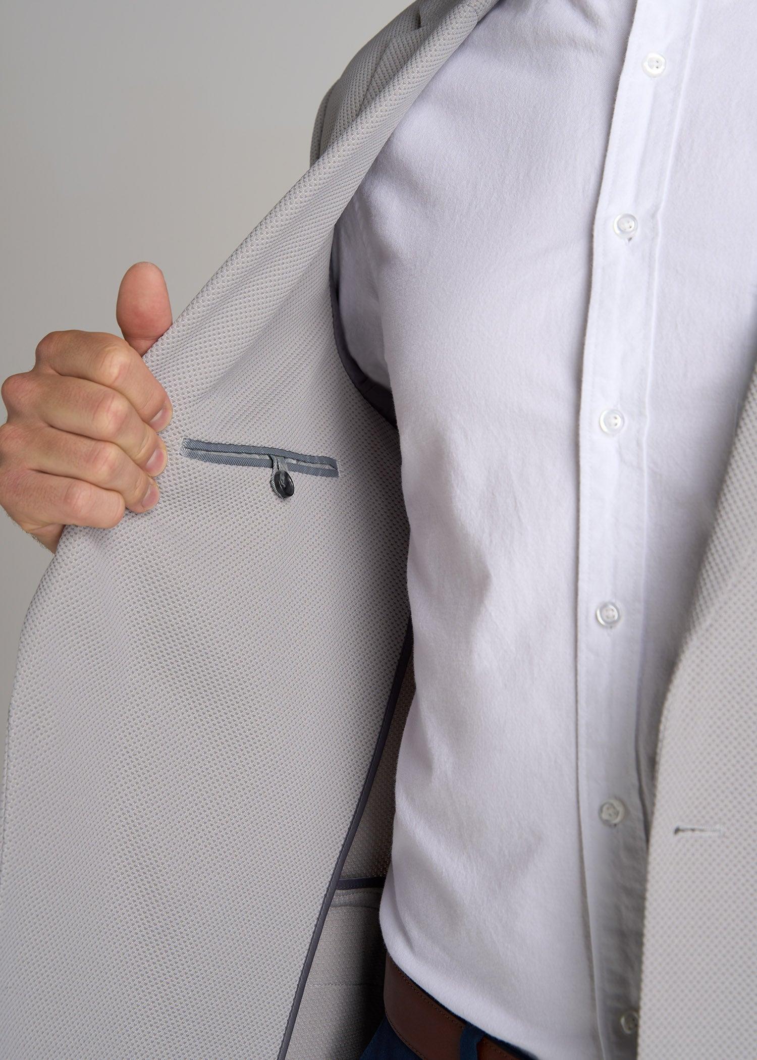 Textured Blazer for Tall Men in Soft Grey Male Product Image