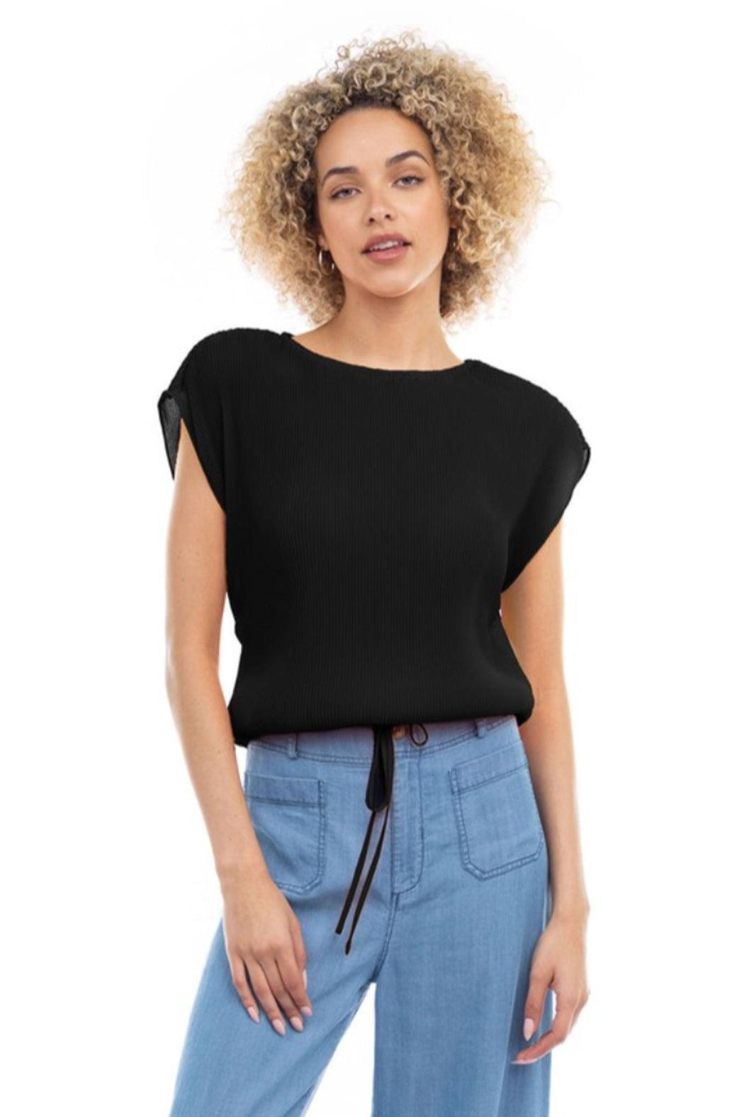 Elastic Waist Cap Sleeve Top Product Image