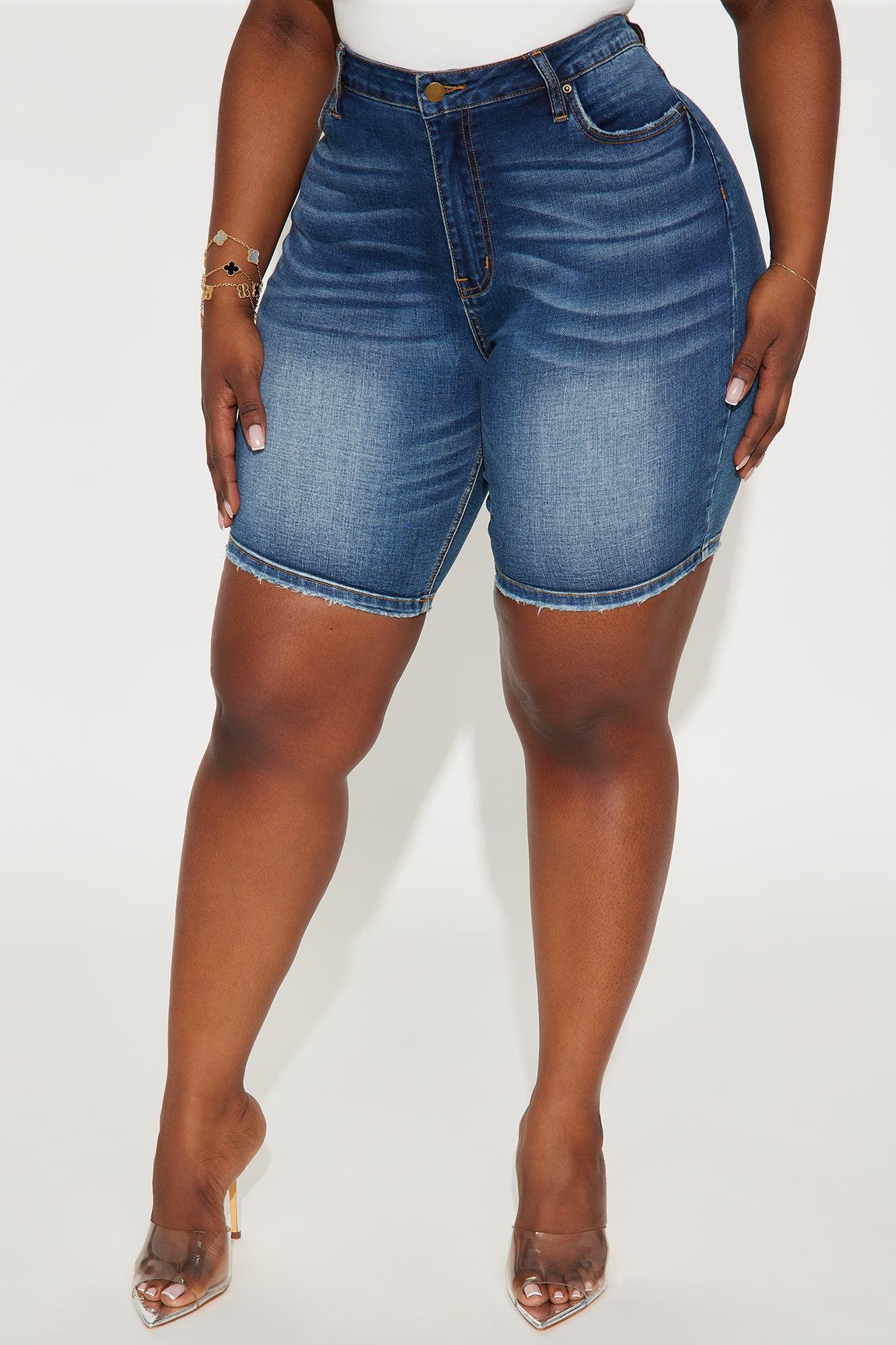 On The List Deluxe Stretch Bermuda Shorts - Dark Wash Product Image