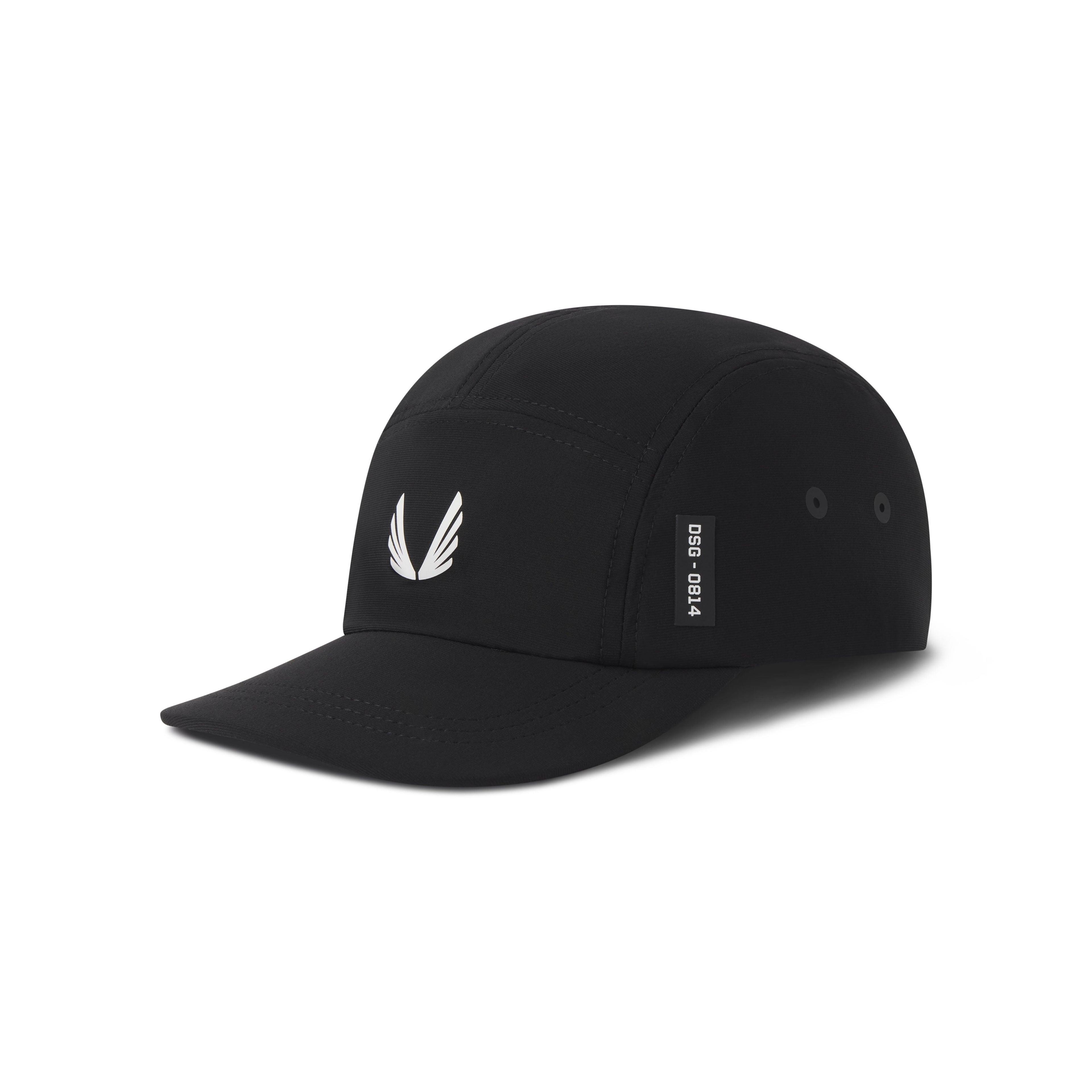 0814. Tetra-Lite® 5-Panel Run Cap - Black/White "Wings" Product Image