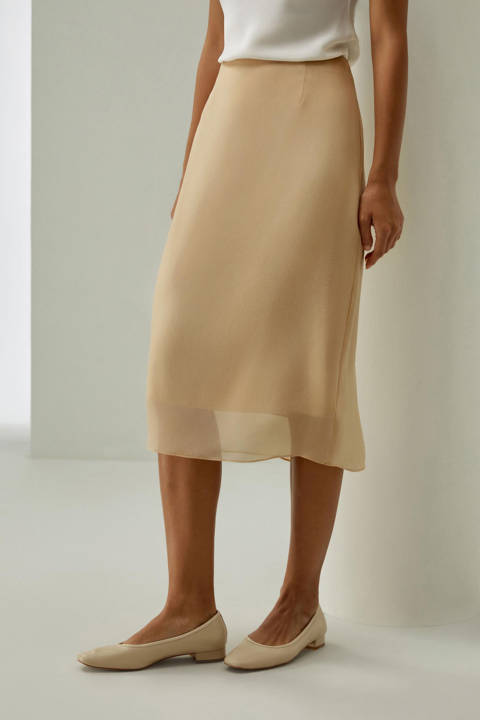 Tailored A-line Silk Skirt Product Image