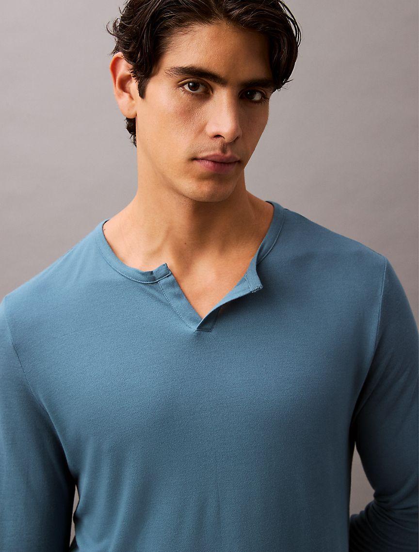Ultra Soft Modal Pique Henley Sleep Tee Product Image