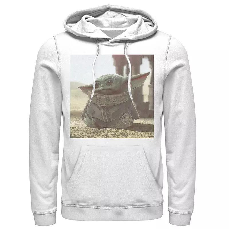 Men's Star Wars The Mandalorian The Child Photograph Hoodie, Size: Medium, White Product Image