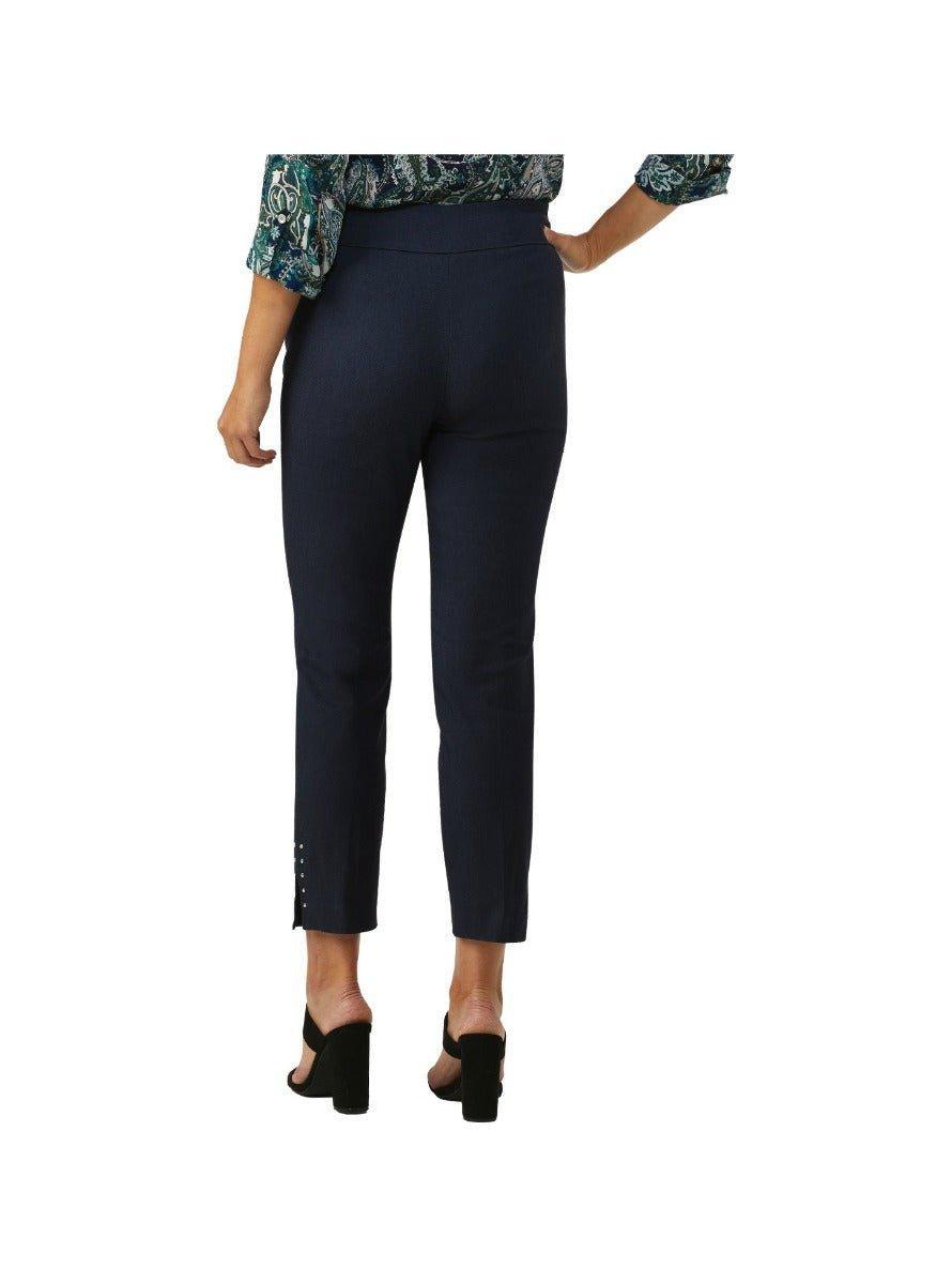 Roz & Ali™ Solid Millennium Tummy Panel Pull On Ankle Pants With Rivet Trim Bottom - Misses Product Image