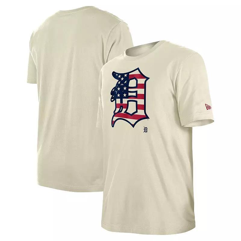 Mens New Era Cream Detroit Tigers 4th of July Flag Fill T-Shirt Product Image