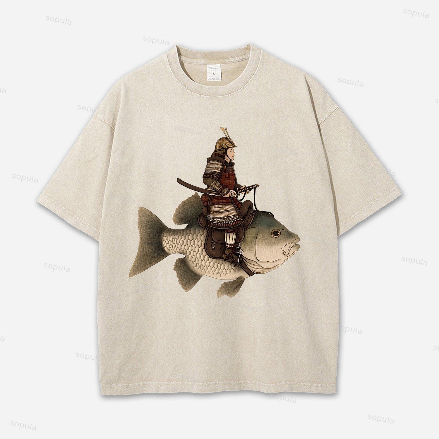 Fat Cat Eating Ramen Acid Washed T-shirt Product Image