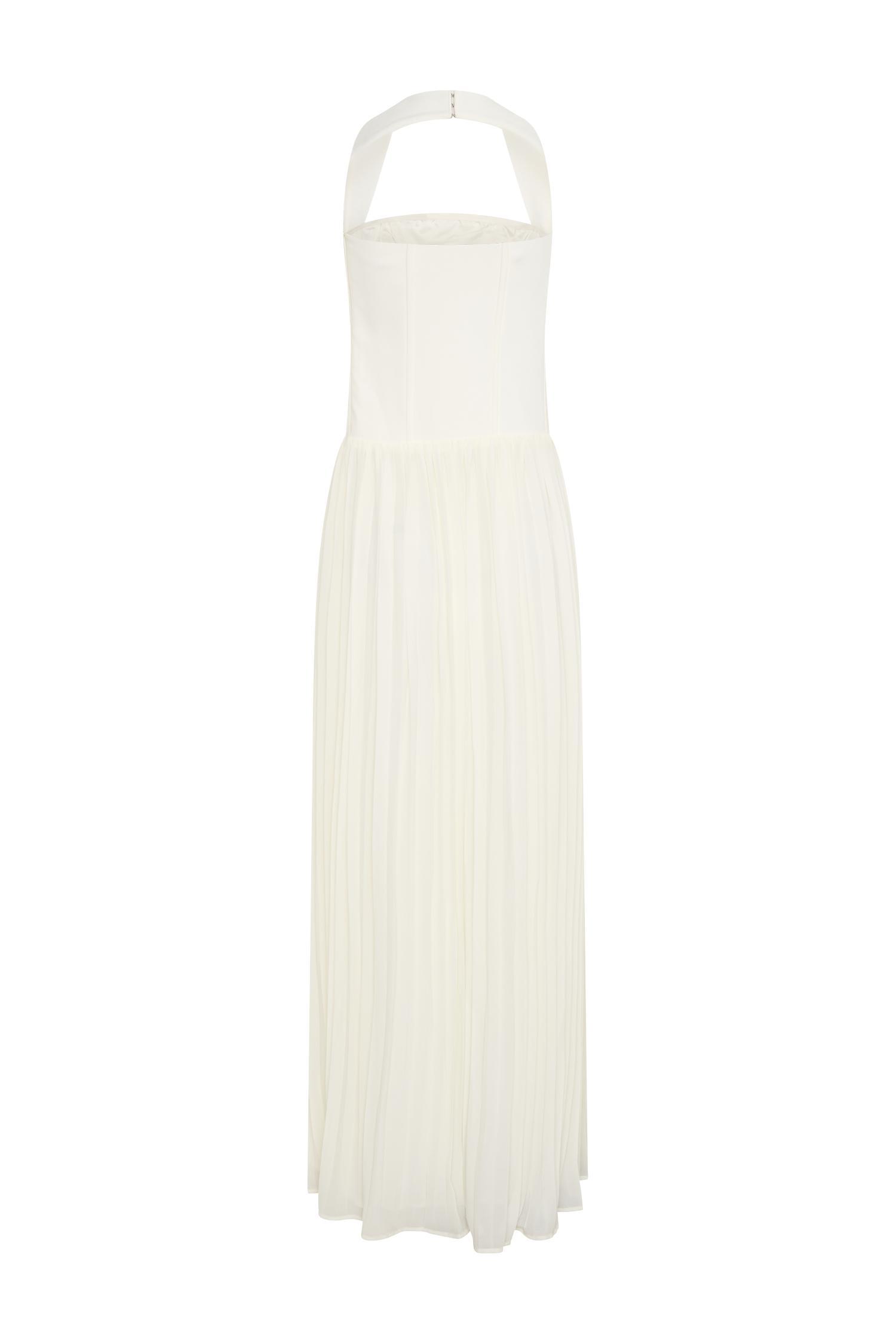 Stacie Pleated Halter Maxi Dress - Ivory Product Image