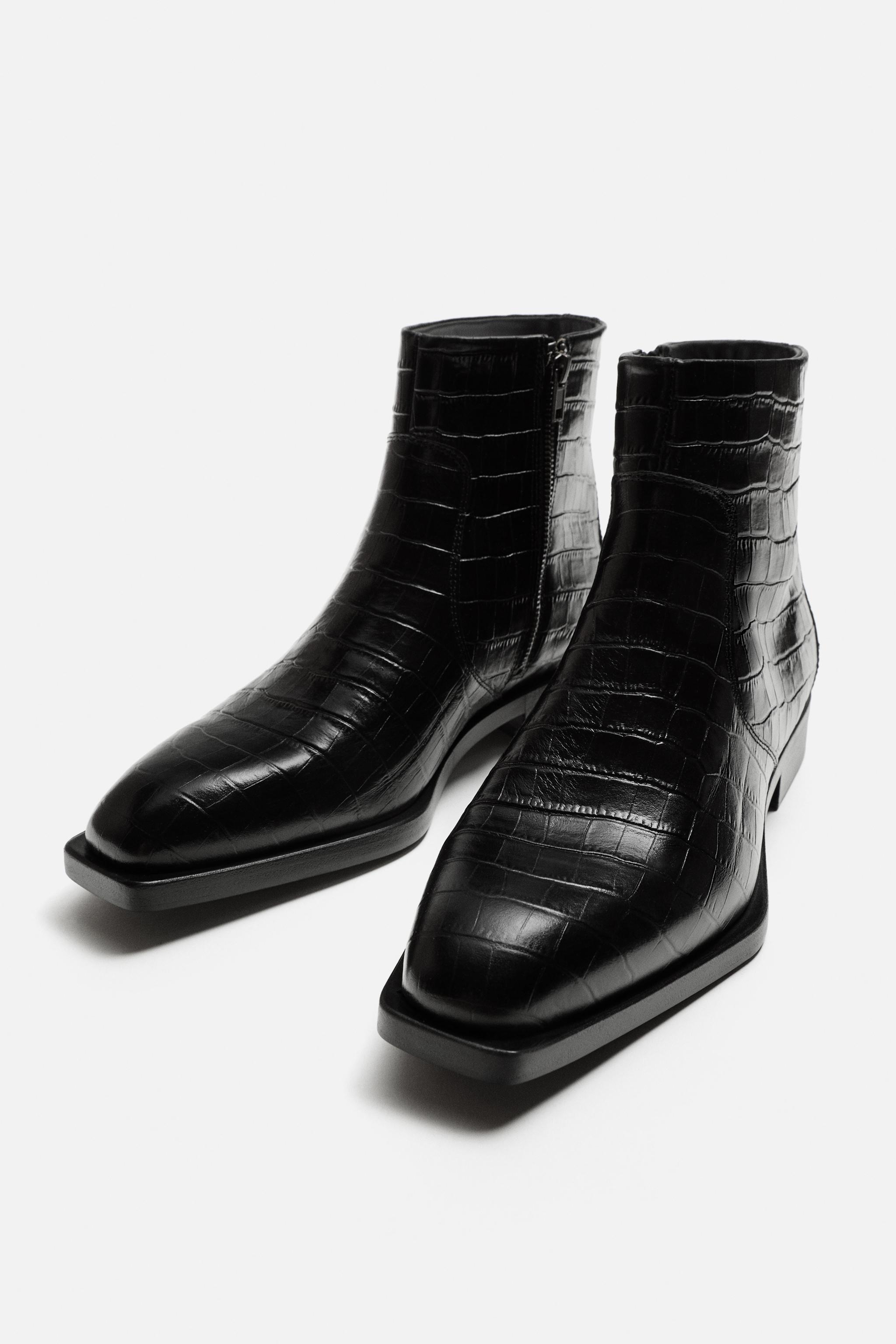 EMBOSSED LEATHER BOOTS Product Image