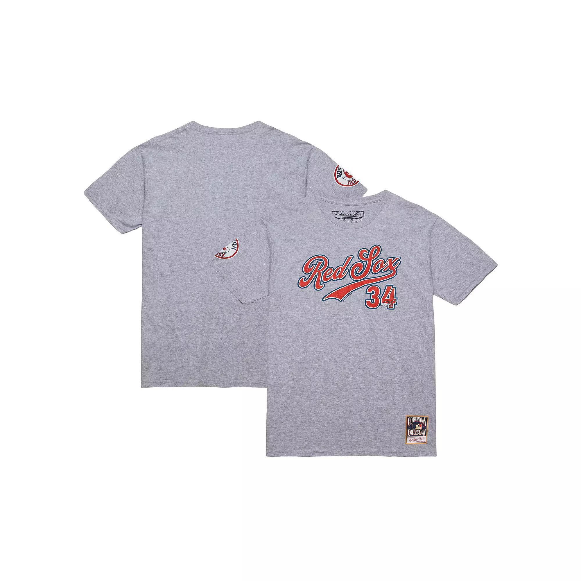 Men's Mitchell & Ness David Ortiz Grey Heather Boston Red Sox Cooperstown Collection Player T-Shirt,  Product Image