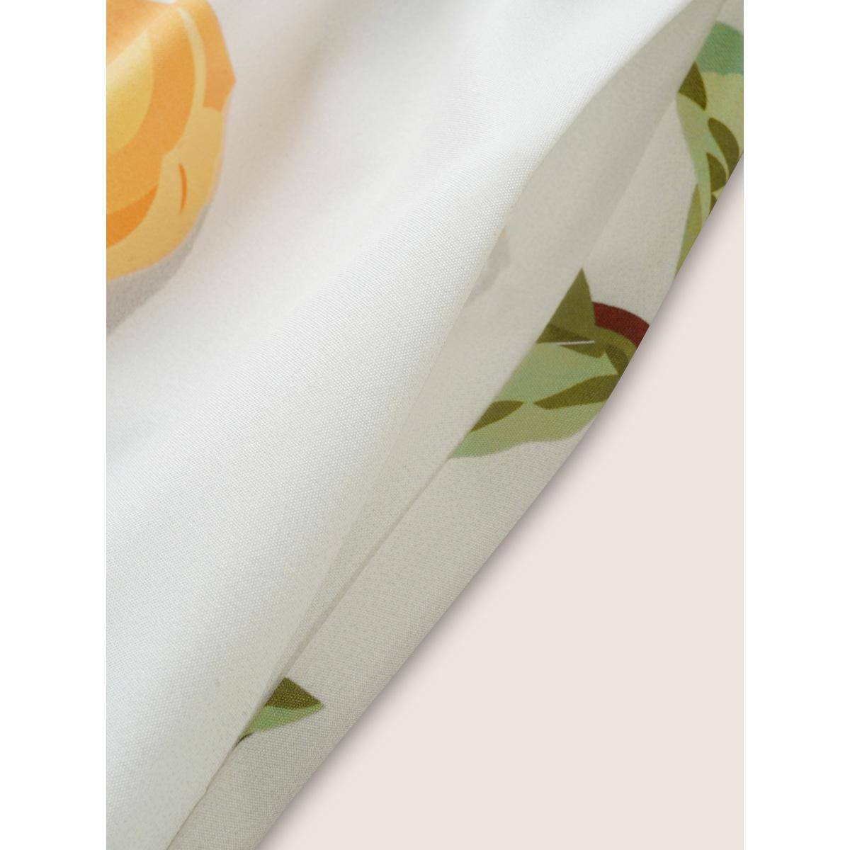 Plus Size Citrus Lemon Print Ruffles Patchwork Belted Dress White Women Elegant Overlapping Overlap Collar Cap Sleeve Curvy BloomChic 14-16/1X Product Image