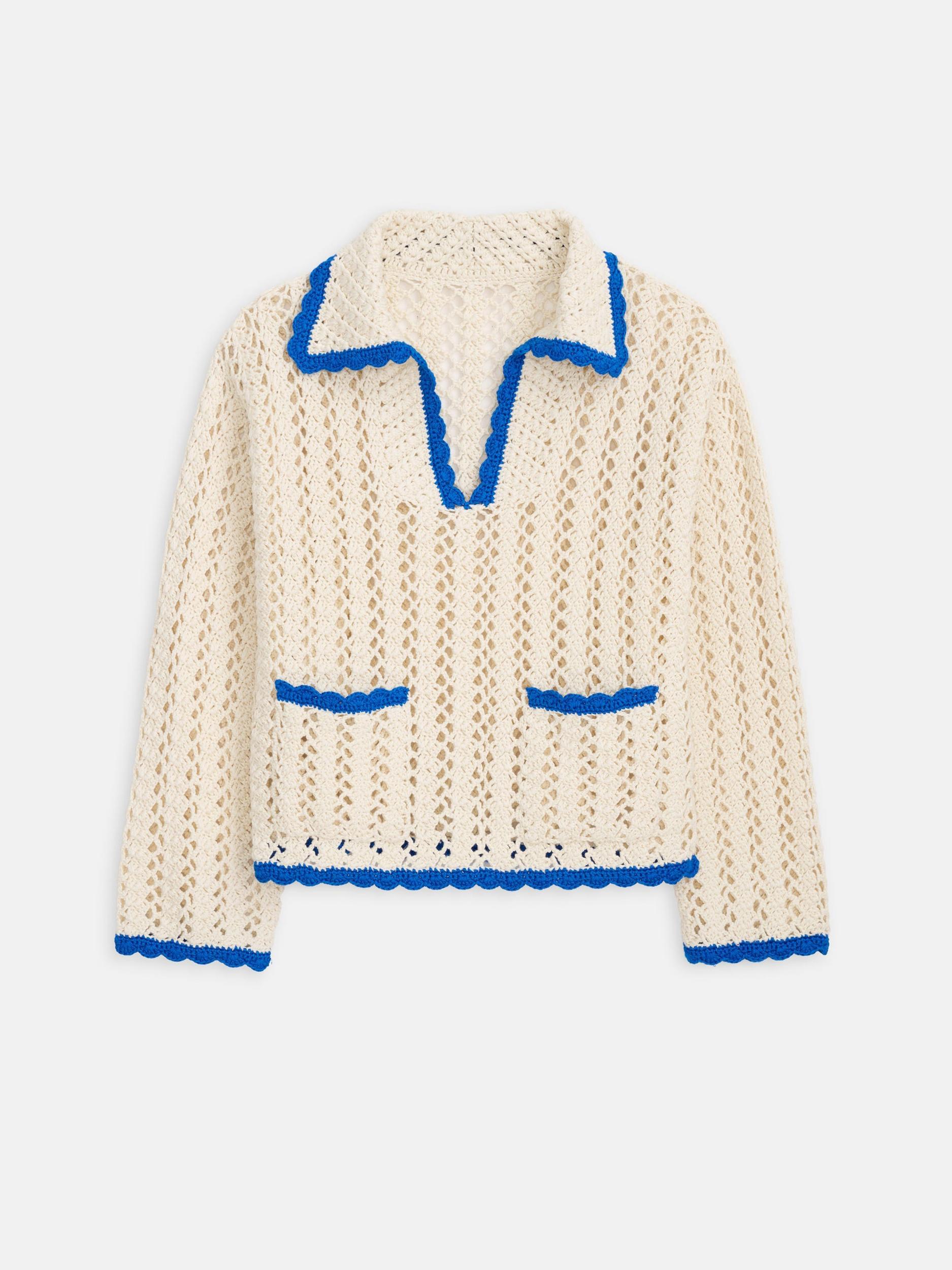 Callie Hand Crochet Pullover In Cotton Product Image