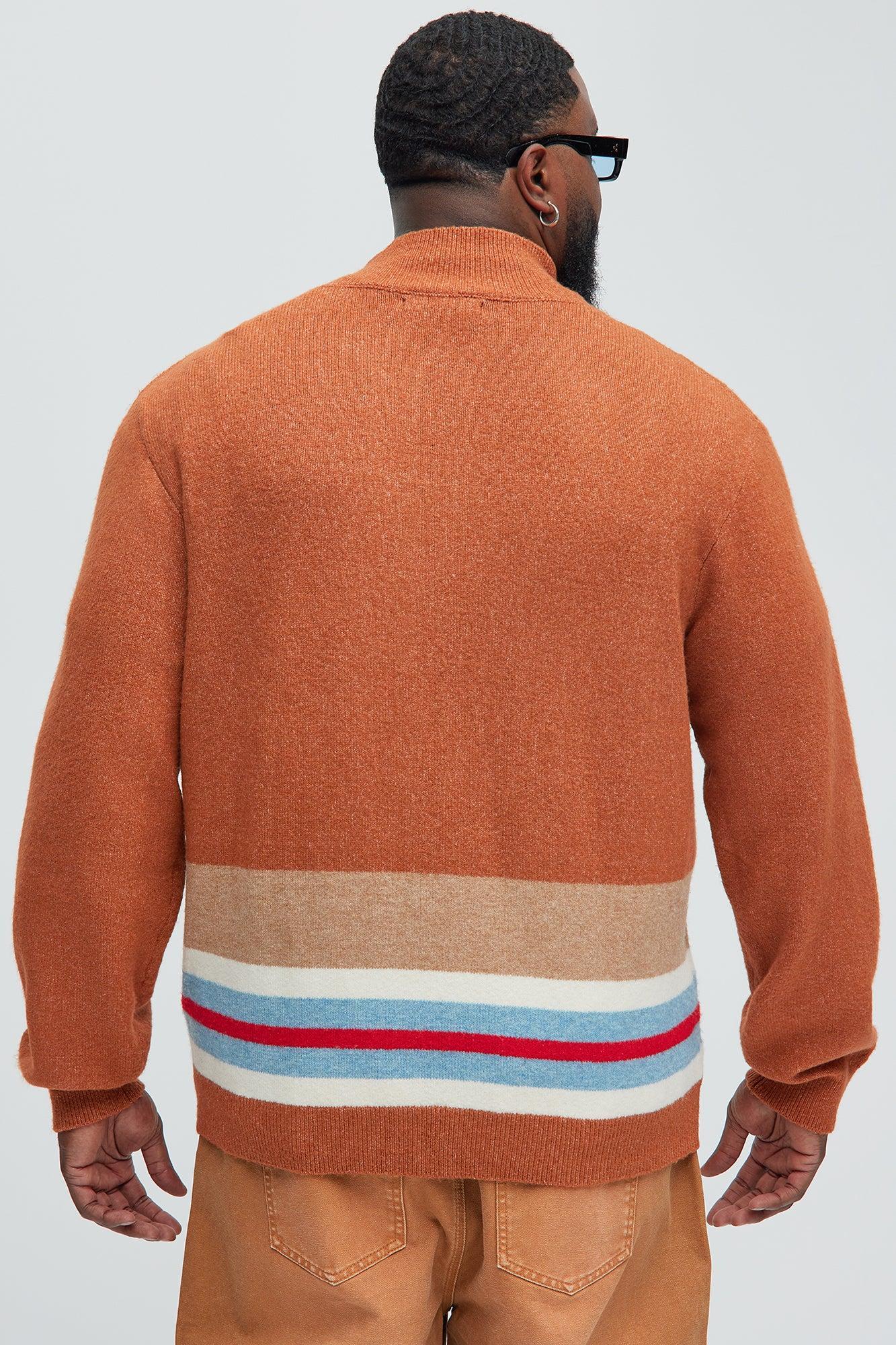 Wait Is Over Zip Sweater - Brown/combo Product Image
