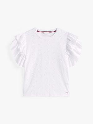 Embroidered Eyelet Ruffle-Sleeve Top Product Image