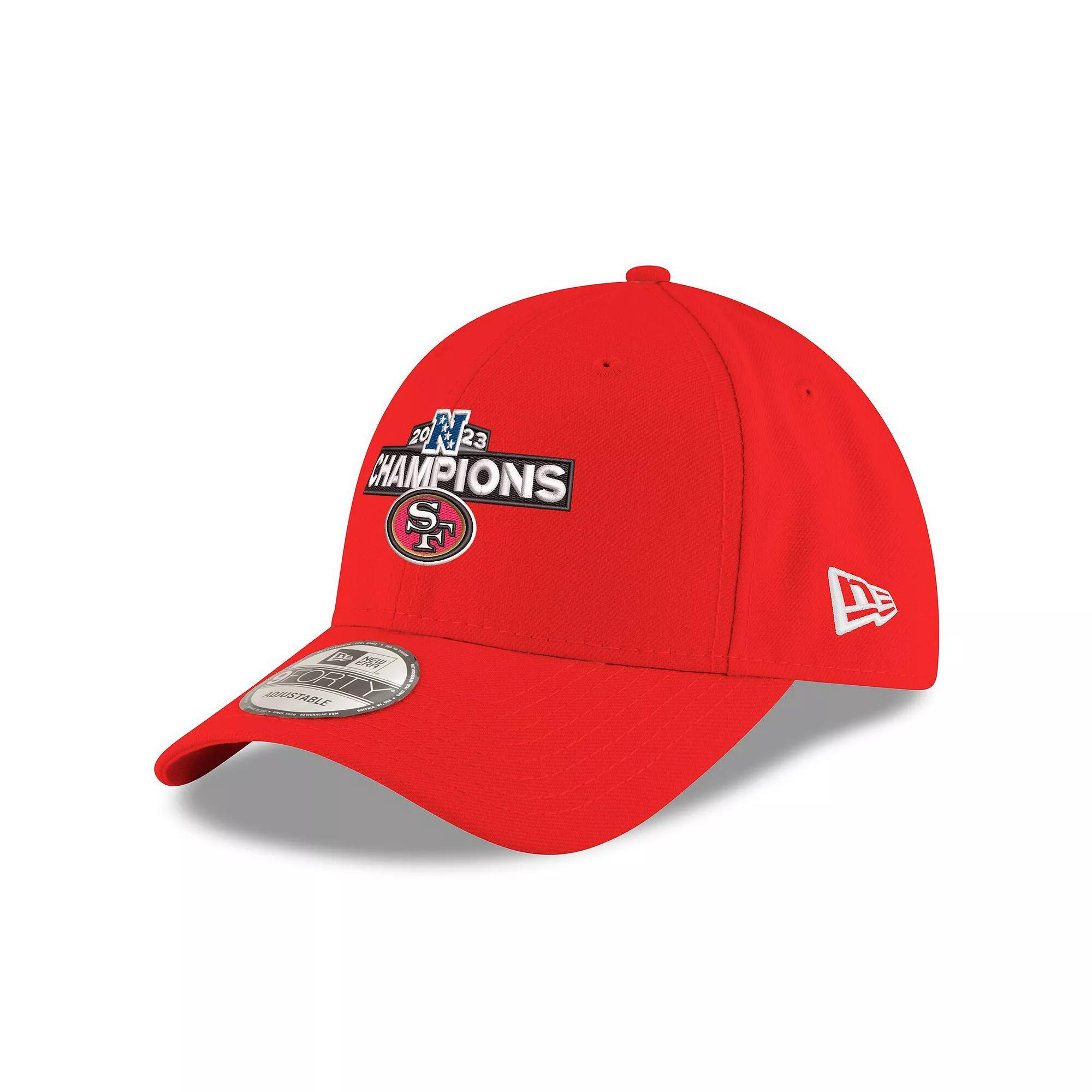 Men's New Era  Scarlet San Francisco 49ers 2023 NFC Champions 9FORTY Adjustable Hat, Red Product Image