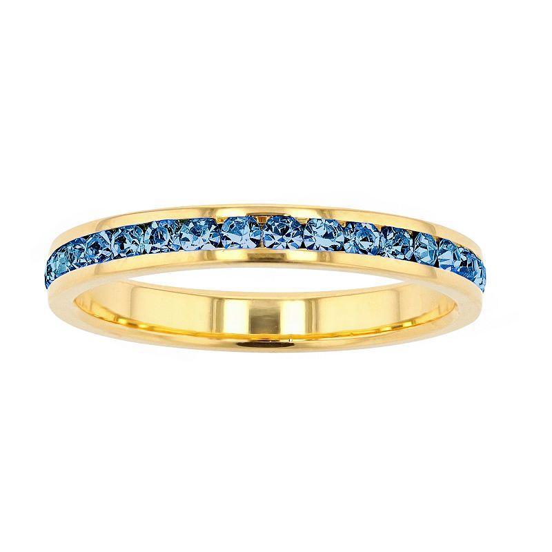 18k Gold Over Silver Birthstone Crystal Eternity Ring, Womens 18k Gold Plated March Product Image