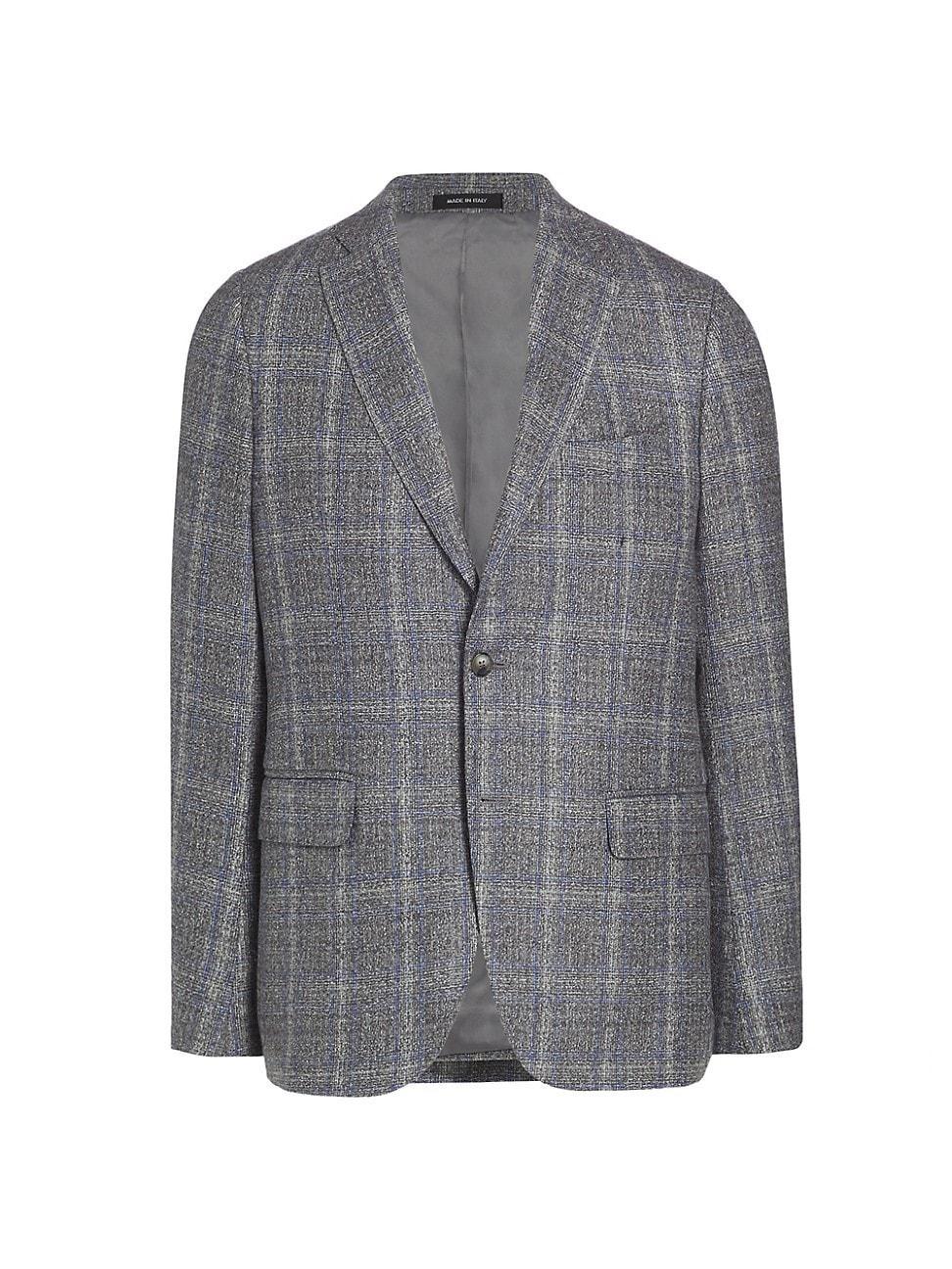 Mens COLLECTION Plaid Wool-Blend Slim-Fit Blazer Product Image