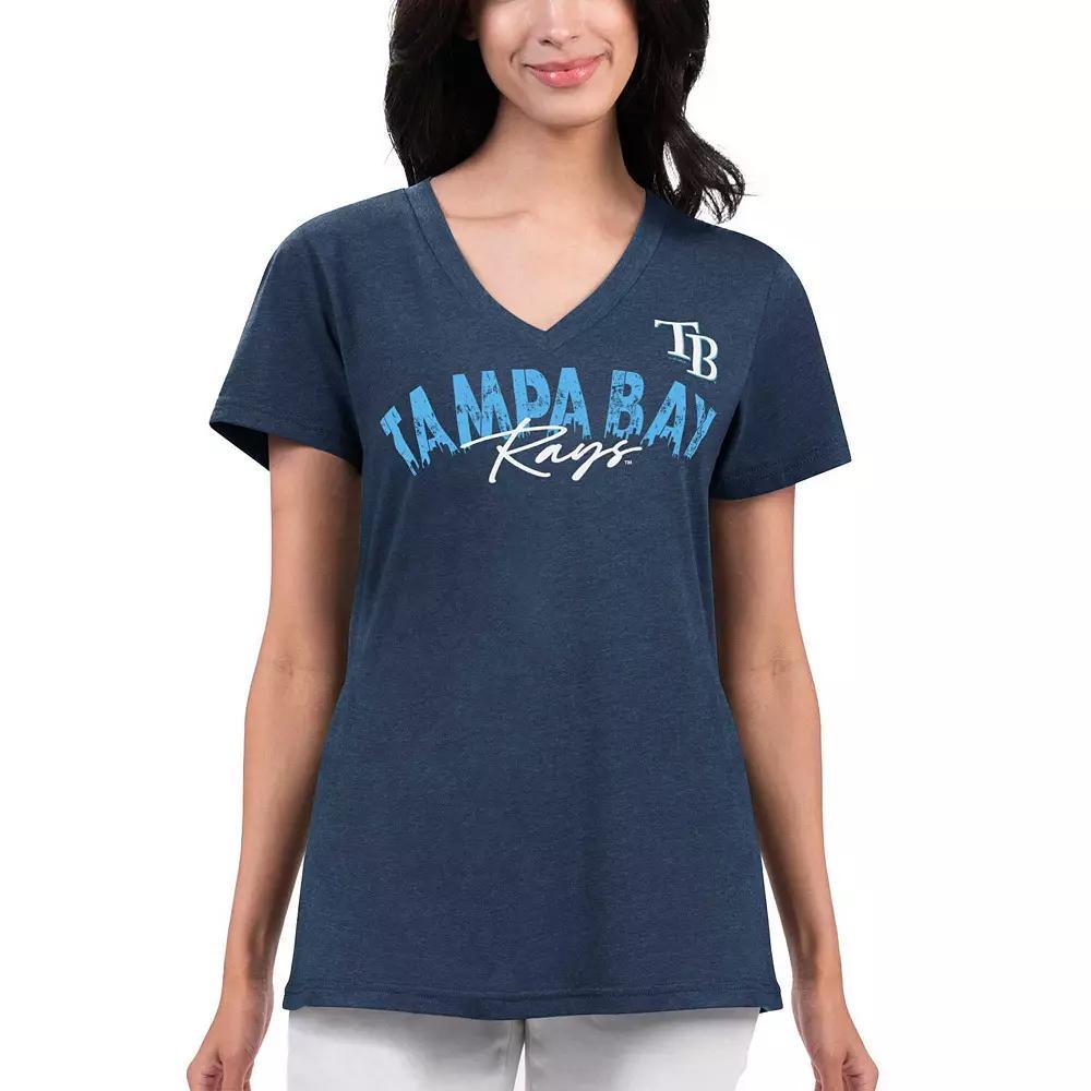 Women's G-III 4Her by Carl Banks Navy Tampa Bay Rays Key Move V-Neck T-Shirt,  Product Image