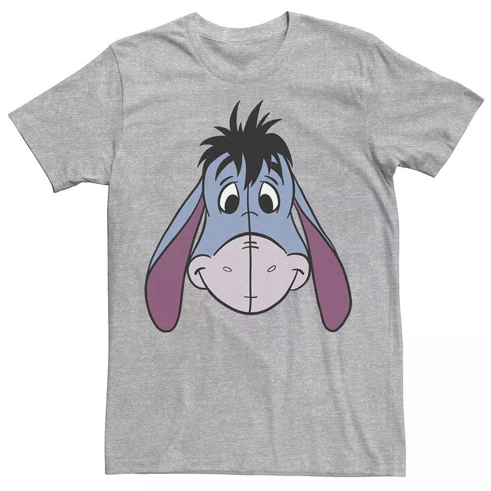 Disney's Winnie The Pooh Eeyore Men's Large Face Tee, Athletic Grey Product Image