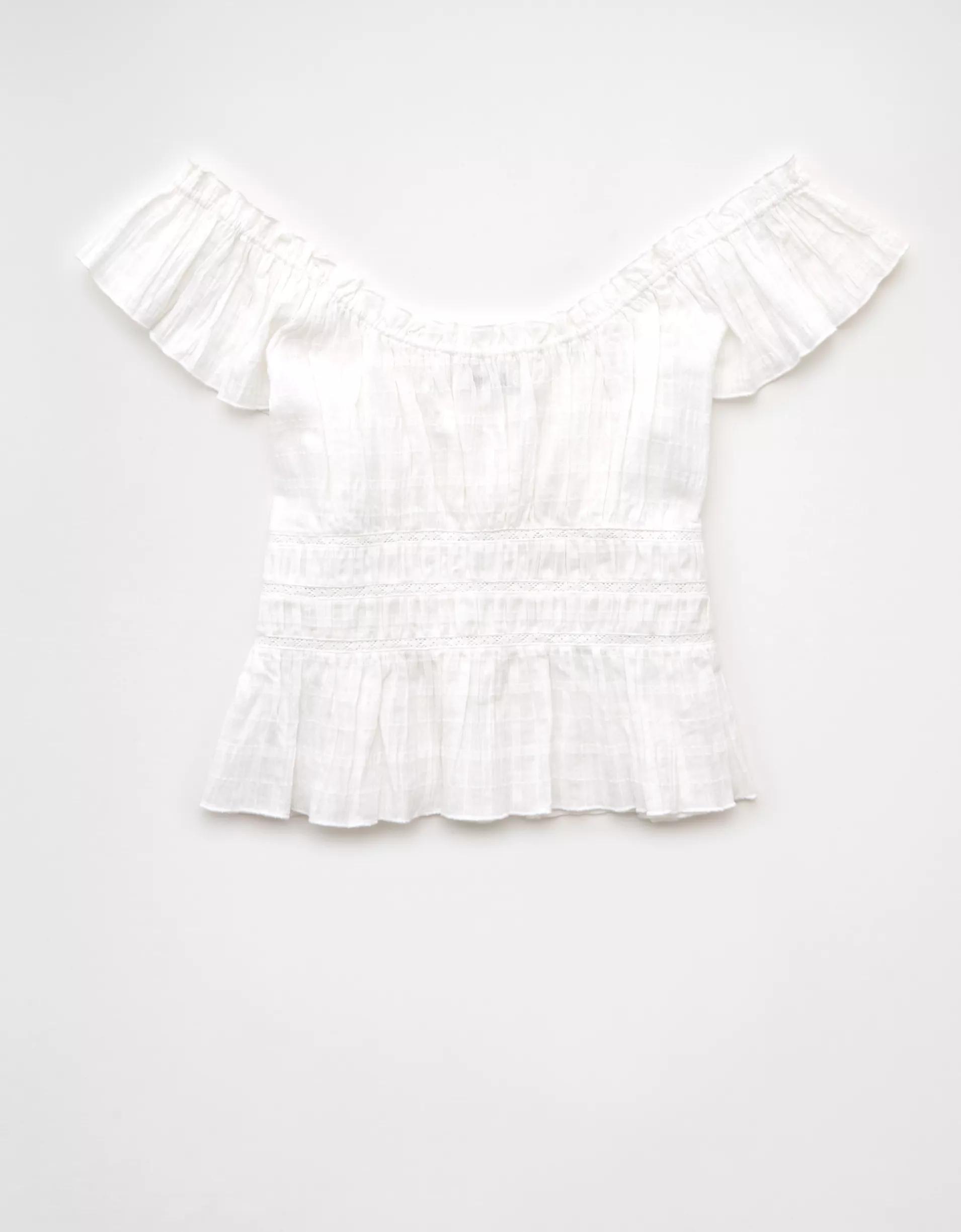 AE Ruched Flutter Sleeve Blouse Women's Product Image