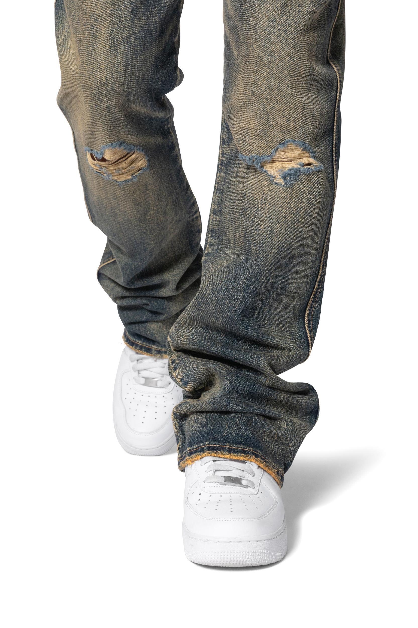 B384 Metal Eyelet Flare Denim - Rust Product Image