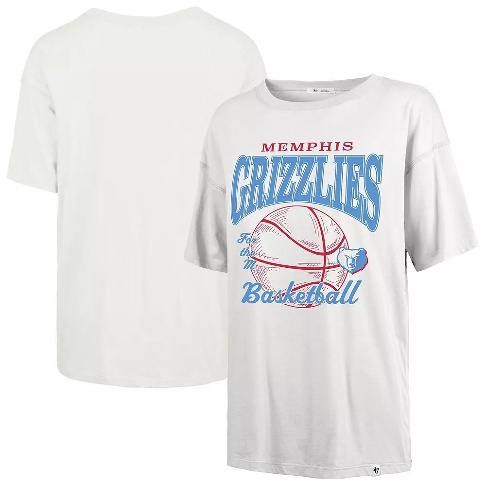Women's '47  White Memphis Grizzlies City Edition Down Court Sadie T-Shirt, Size: Small, Grz White Product Image
