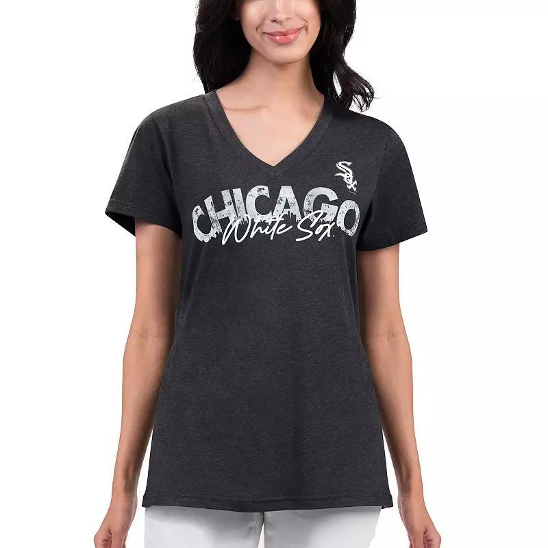 Women's G-III 4Her by Carl Banks Black Chicago White Sox Key Move V-Neck T-Shirt,  Product Image