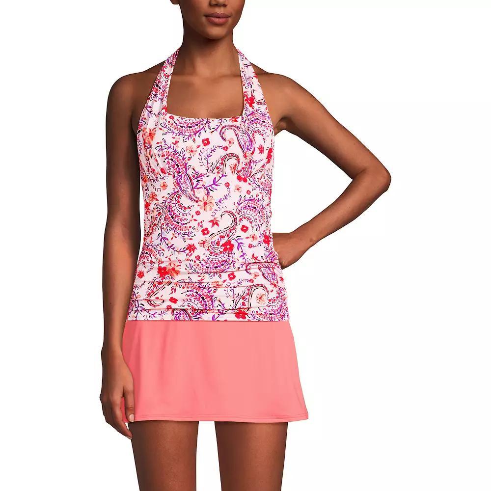 Women's Lands' End D-Cup UPF 50 Squareneck Halter Tankini Swim Top, Size: 10D, Lily Floral Paisley Product Image