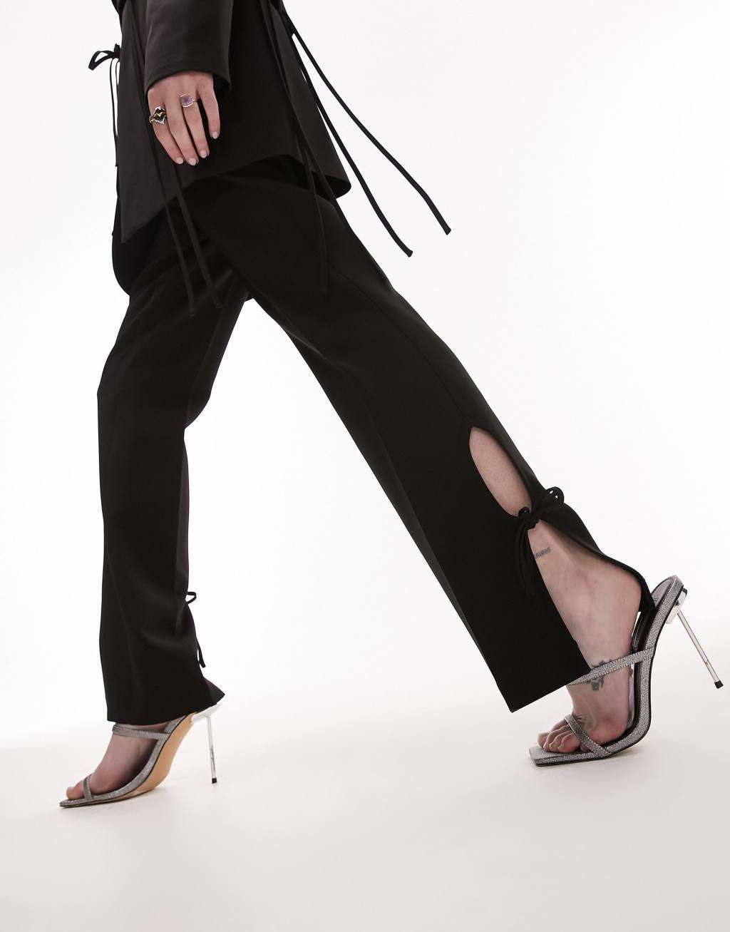 Topshop cut-out flare pants with ties Product Image