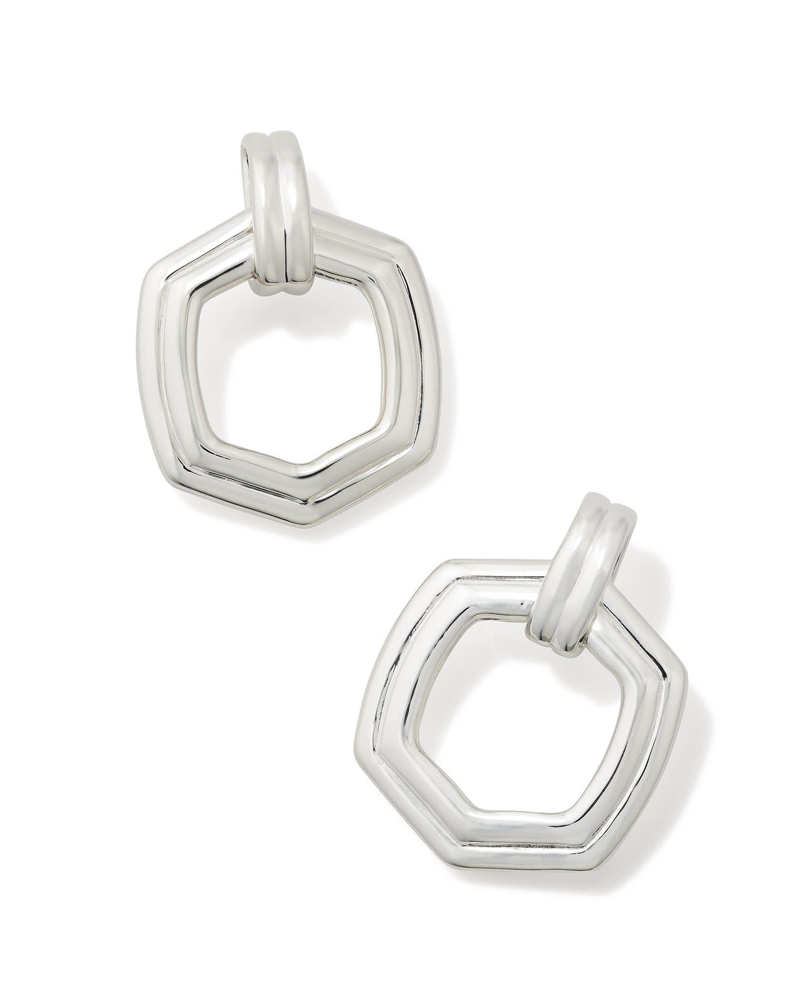 Davie Ridged Open Frame Earrings in Sterling Silver Product Image