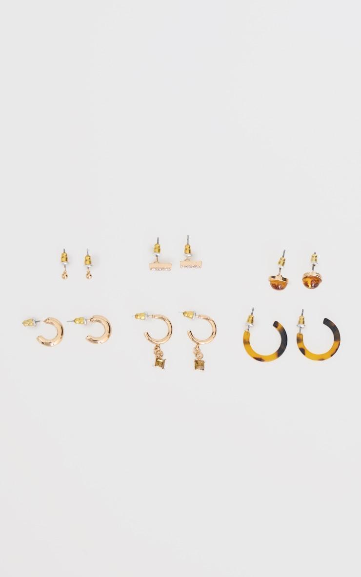 Gold Resin & Jewel Detail Multipack Earrings Product Image