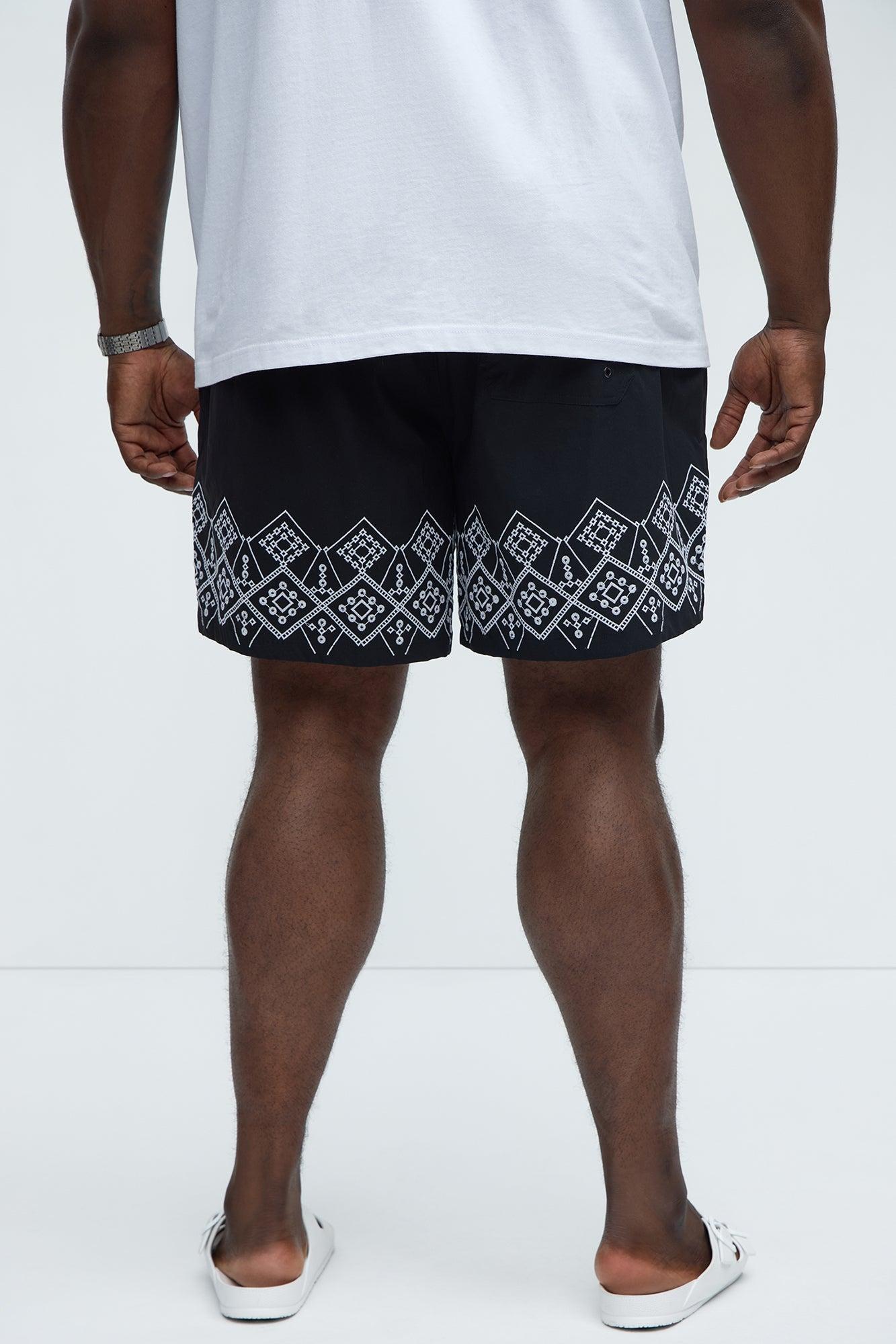Look At It Embroidered Swim Classic Trunk  - Black/combo Product Image