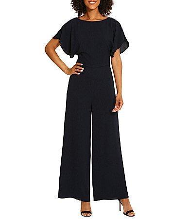 Maggy London Stretch Crew Neck Short Flutter Sleeve Jumpsuit Product Image