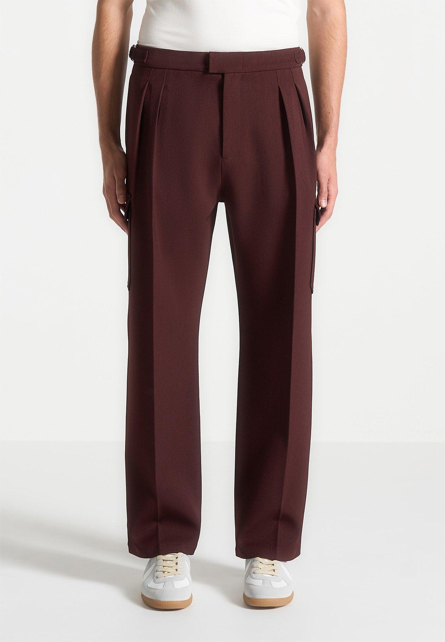 Maurice - Relaxed Fit Twill Pocket Trousers - Wine Red Male Product Image