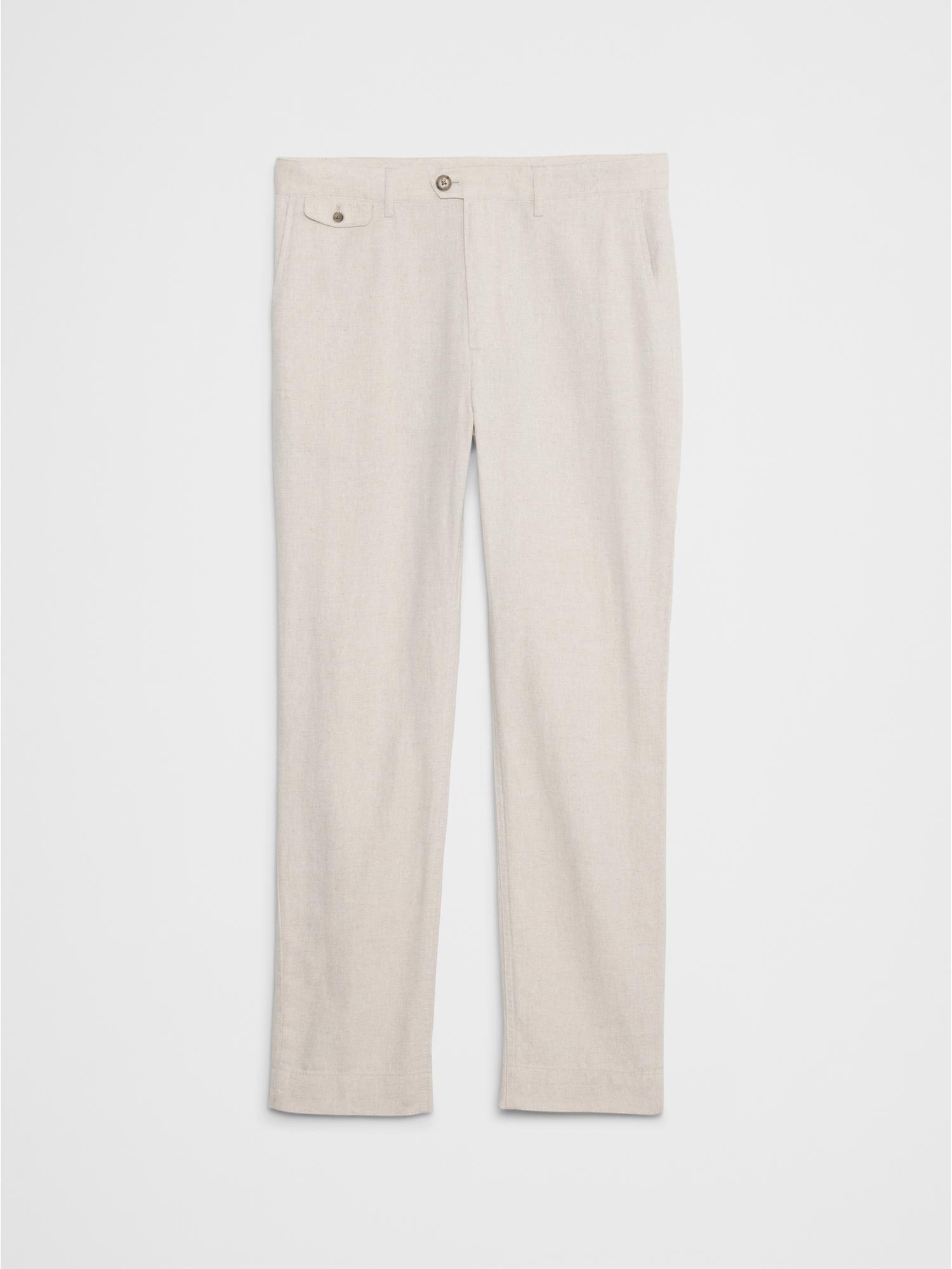 Slim-Straight Linen-Blend Trouser Product Image