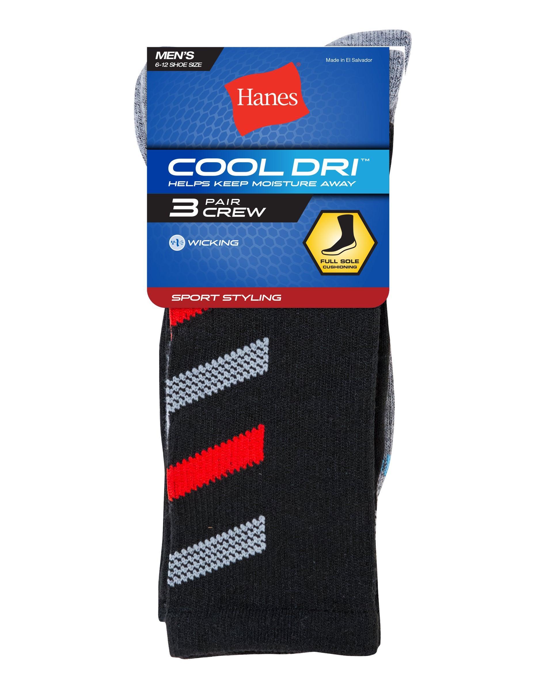 Hanes Cool DRI Mens Crew Socks with Ventilation, 3-Pairs White 12-14 Product Image