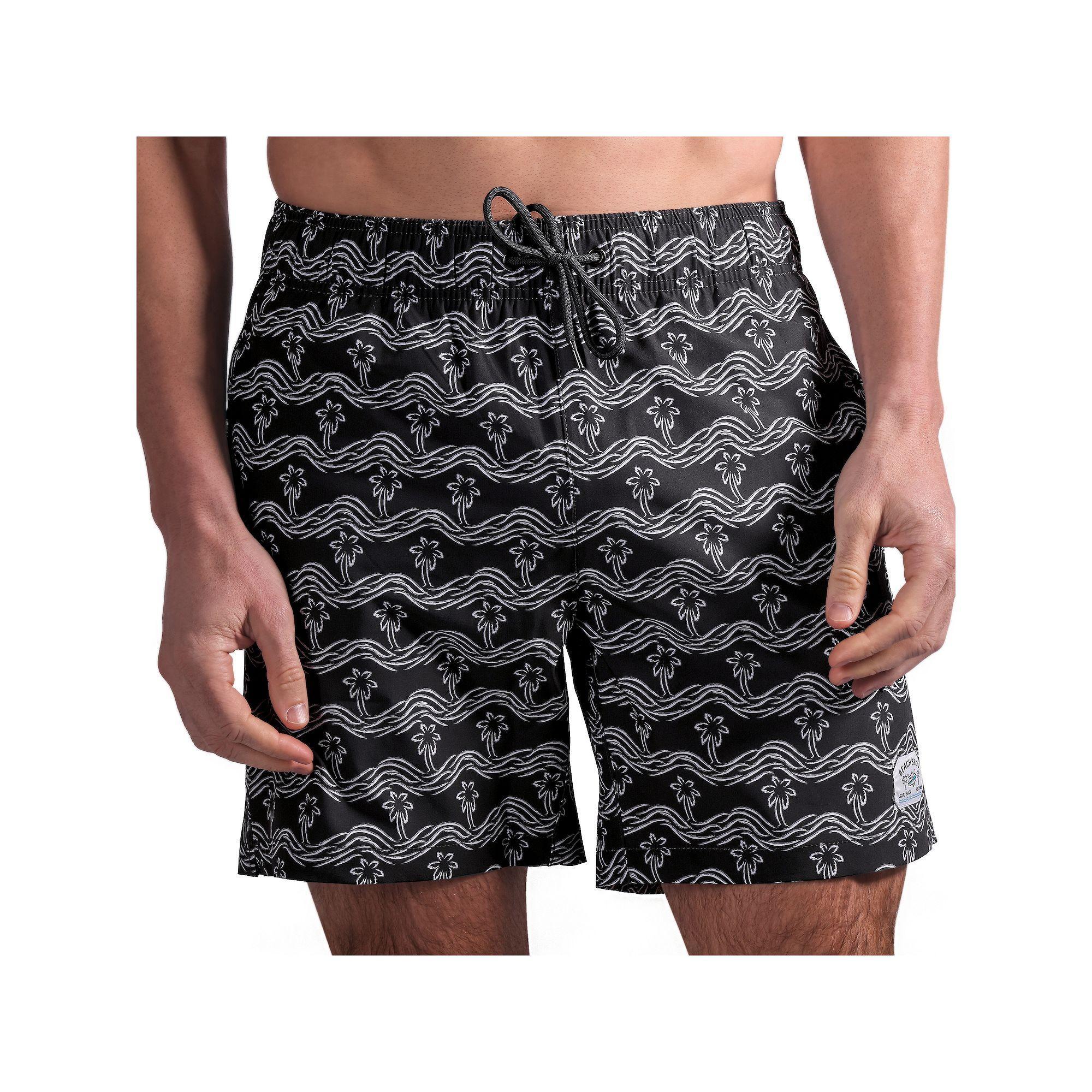 Men's Beach Bros 6.5-Inch Waves Print 4-Way Stretch Mesh Lined Swim Trunks, Size: XL, Gray Product Image