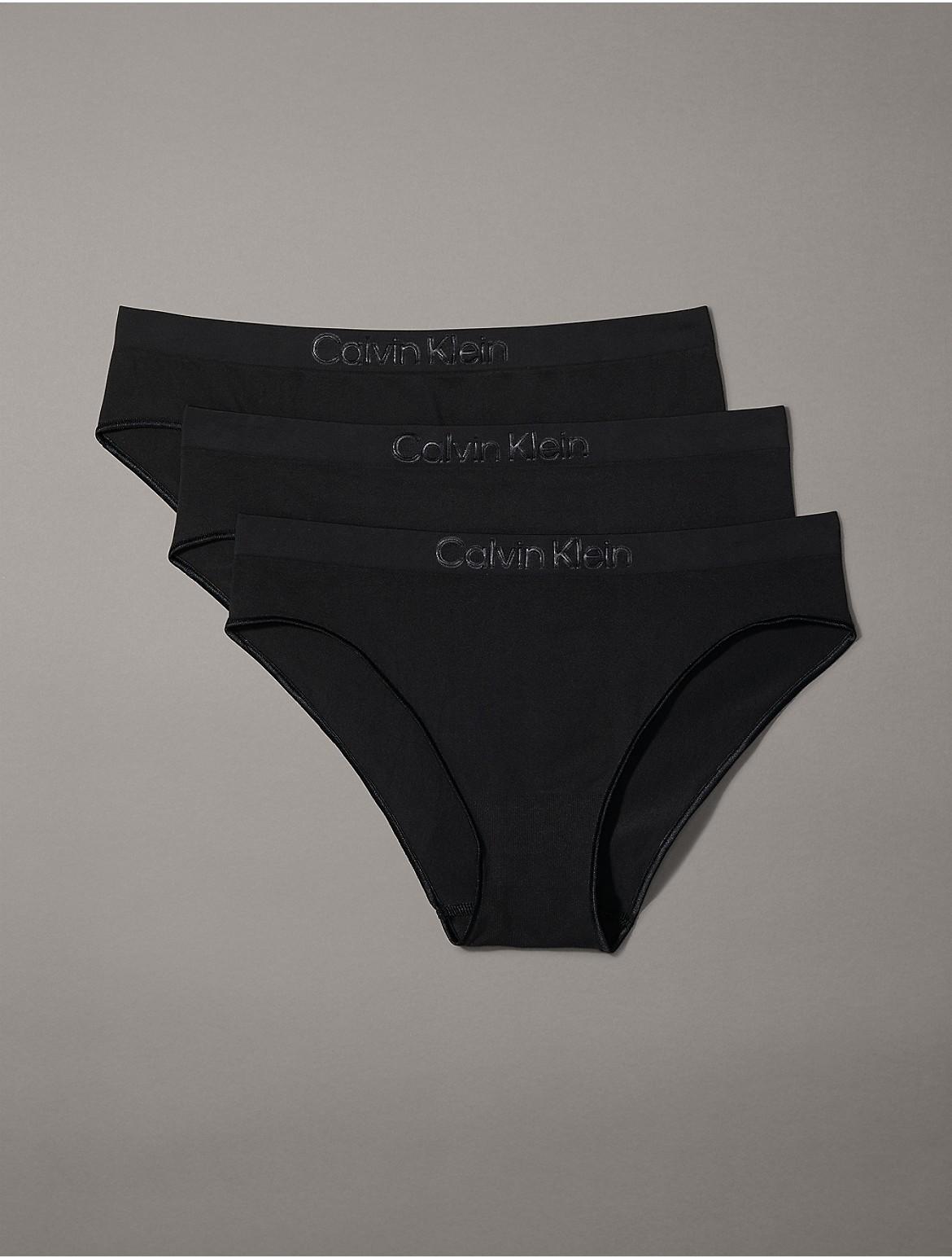 Calvin Klein Womens Bonded Flex 3-Pack Mid Rise Bikini - Black - S Product Image