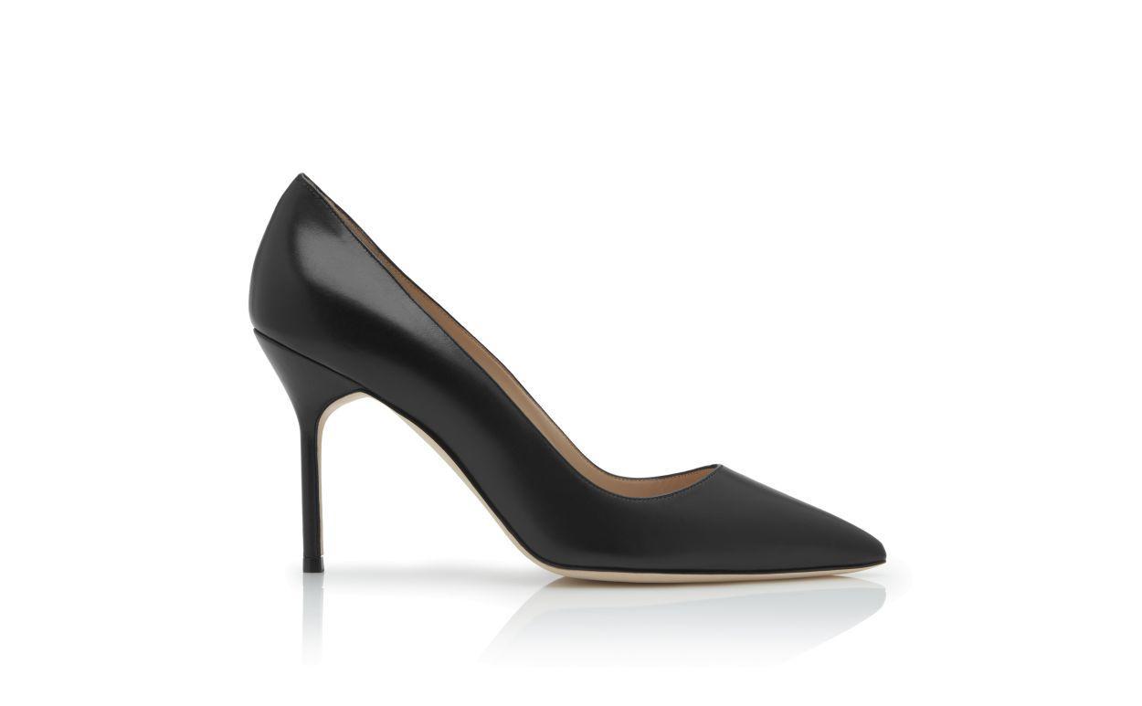 BB CALF 90 Black Calf Leather Pointed Toe Pumps Product Image