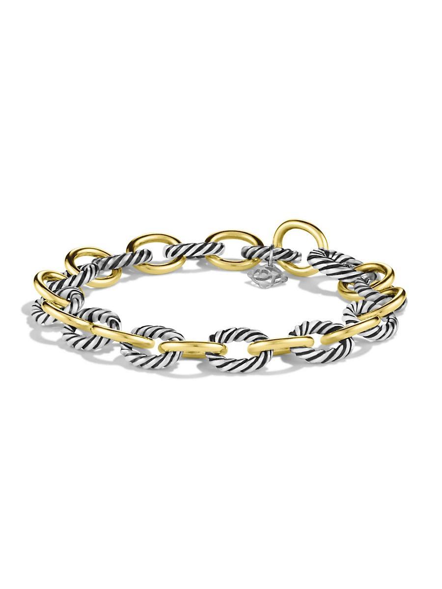 Chain Oval Link Bracelet with 18K Gold and Silver, 10mm, 7.5 Product Image