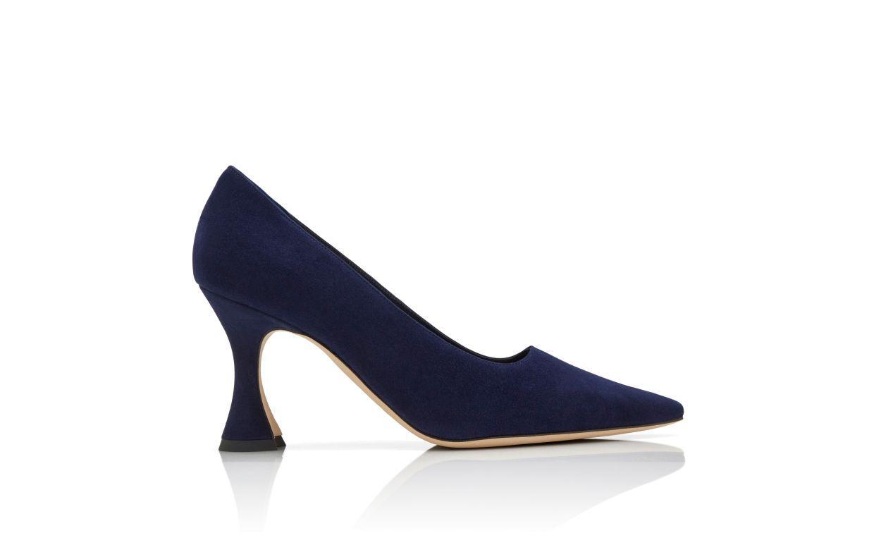 LOUMAJ Navy Blue Suede Pointed Toe Pumps Product Image